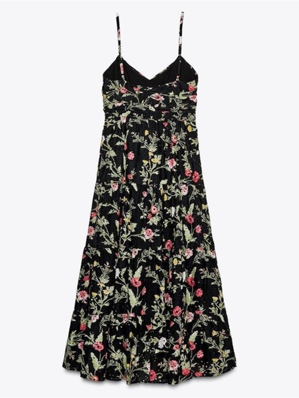 ZARA FLORAL PRINTED COTTON MIDI DRESS WITH CUTWORK EMBROIDERY M NWT. - Picture 8 of 12